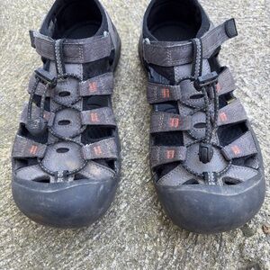 Keen Black and Gray Sandals with Closed Toe and Velcro Straps